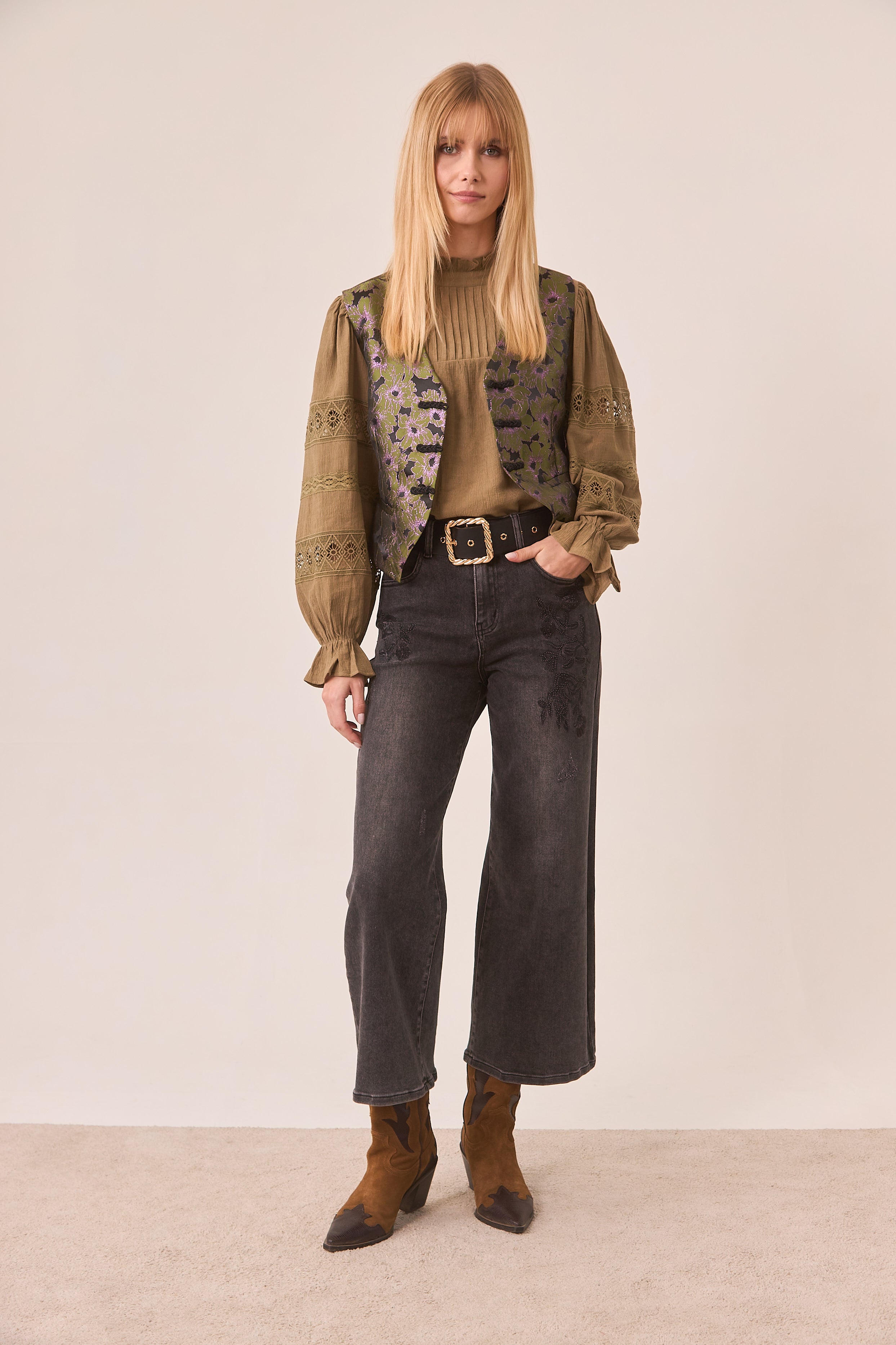 CHALECO JACQUARD METALIZADO - GREEN