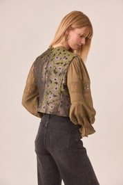 CHALECO JACQUARD METALIZADO - GREEN