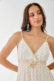 LONG LACE FLORAL DRESS - RAW