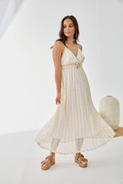 LONG LACE FLORAL DRESS - RAW