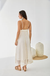LONG LACE FLORAL DRESS - RAW