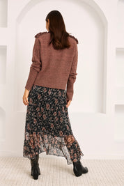 FALDA TUL ESTAMPADO FLORAL - NEGRO