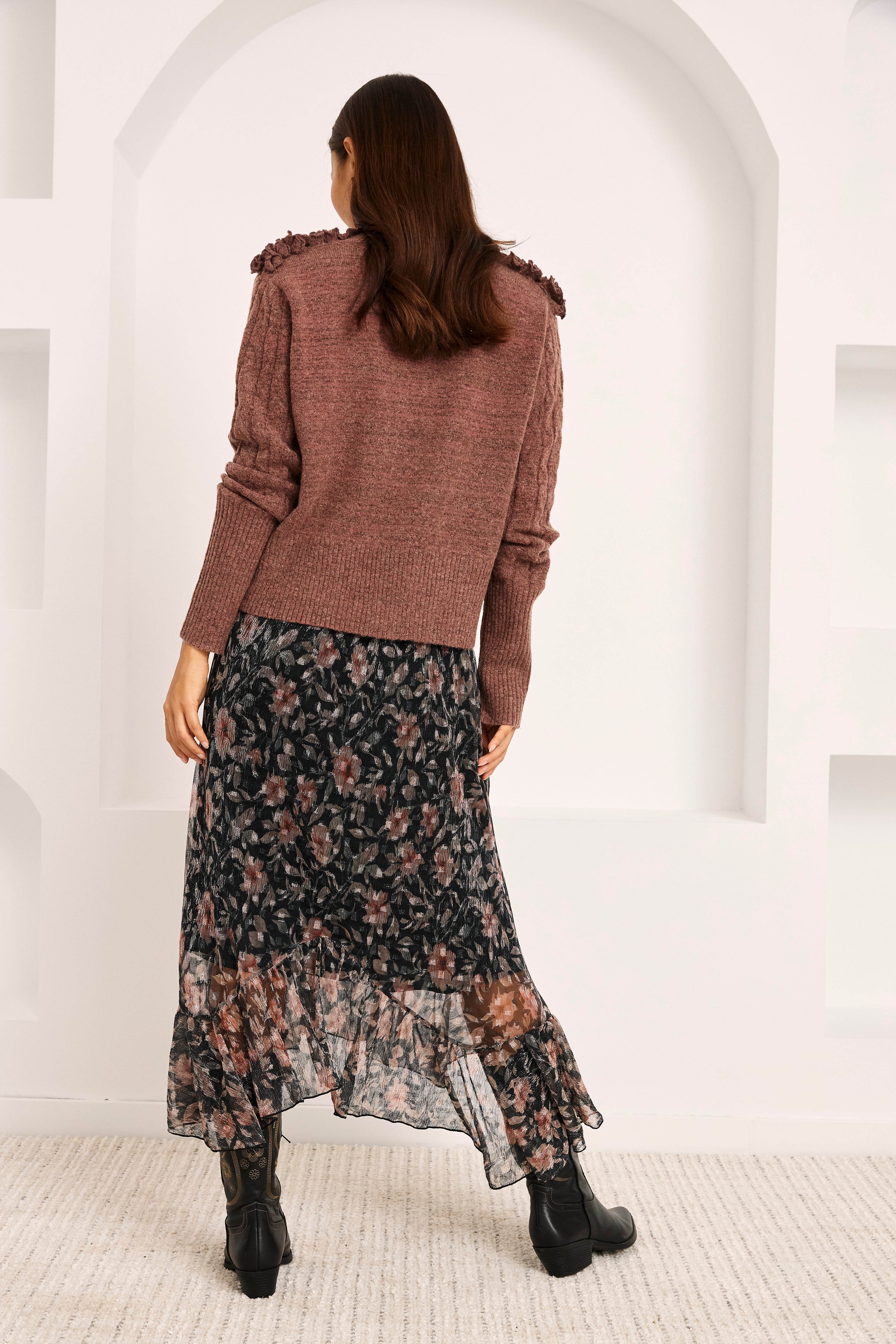 FALDA TUL ESTAMPADO FLORAL - NEGRO