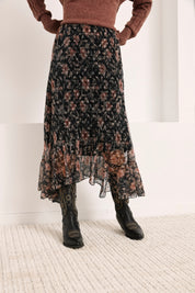 FALDA TUL ESTAMPADO FLORAL - NEGRO