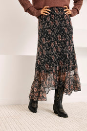 FALDA TUL ESTAMPADO FLORAL - NEGRO