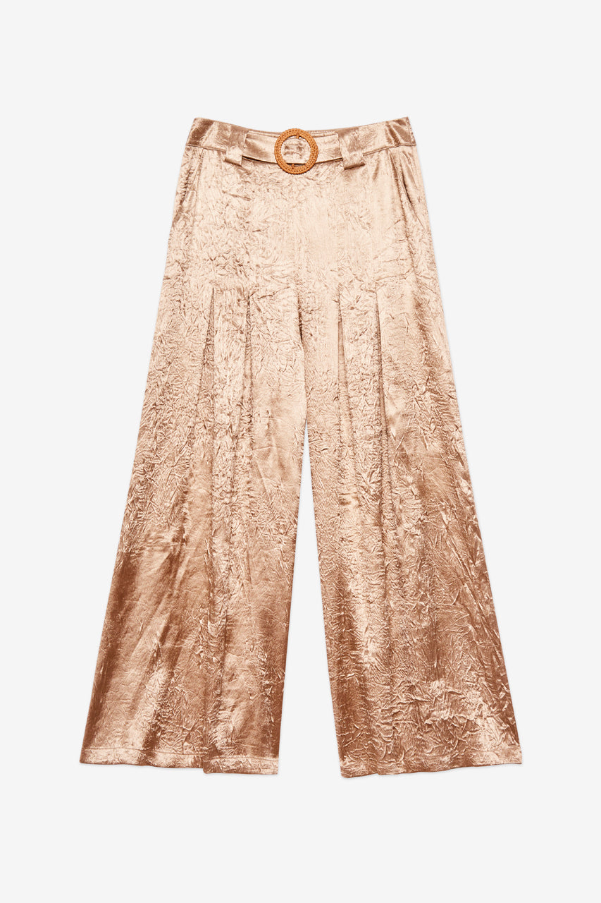 PANTALÓN PALAZZO FLUIDO - DORADO