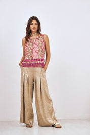 PANTALÓN PALAZZO FLUIDO - DORADO