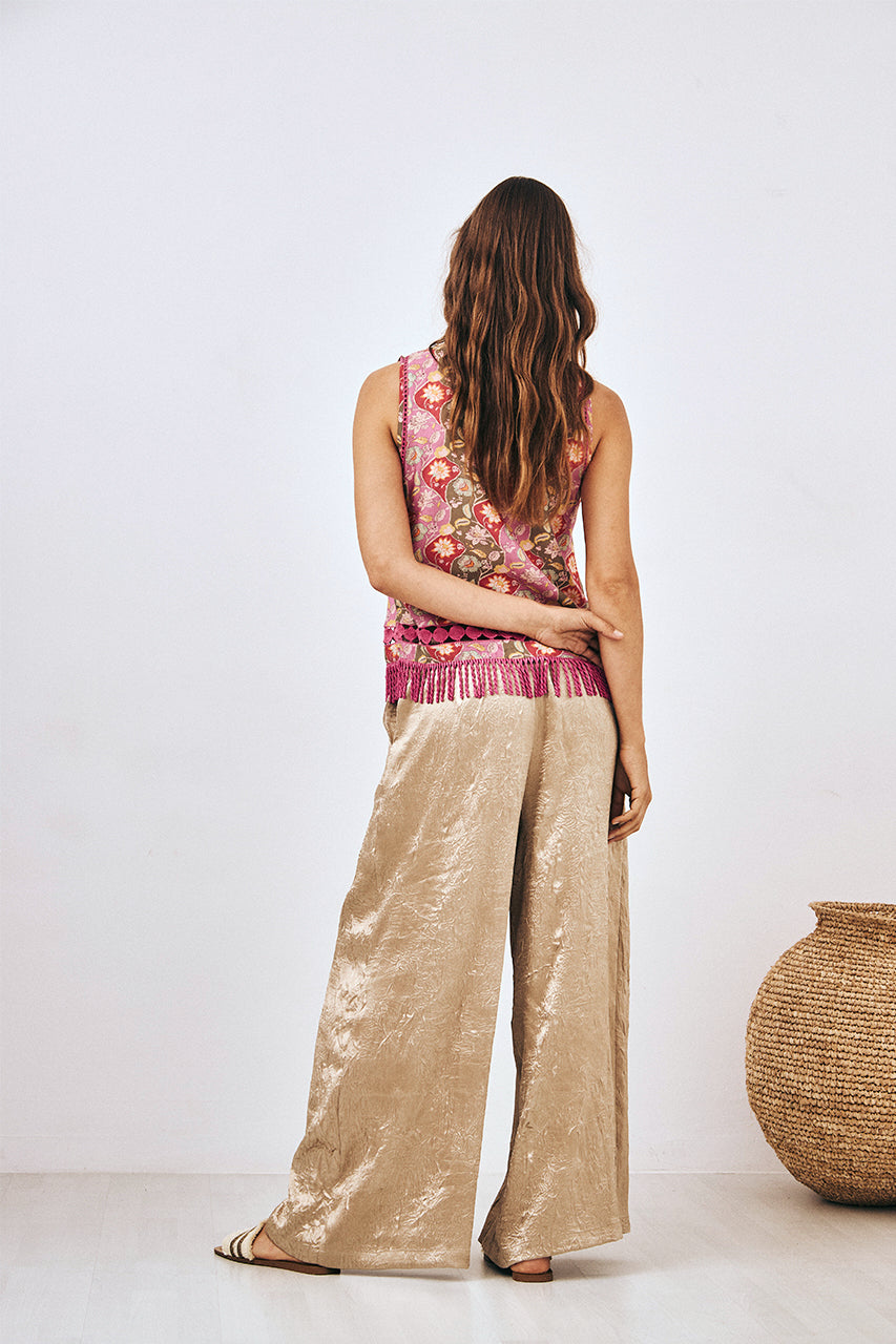 PANTALÓN PALAZZO FLUIDO - DORADO