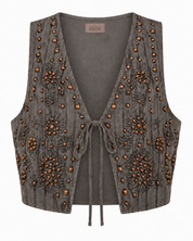 CHALECO RAYAS Y TACHUELAS - GRIS