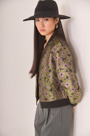 CHAQUETA BÓMBER JACQUARD METALIZADO - GREEN