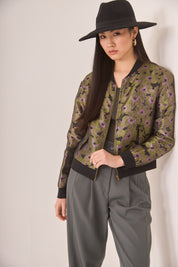 CHAQUETA BÓMBER JACQUARD METALIZADO - GREEN
