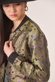 CHAQUETA BÓMBER JACQUARD METALIZADO - GREEN