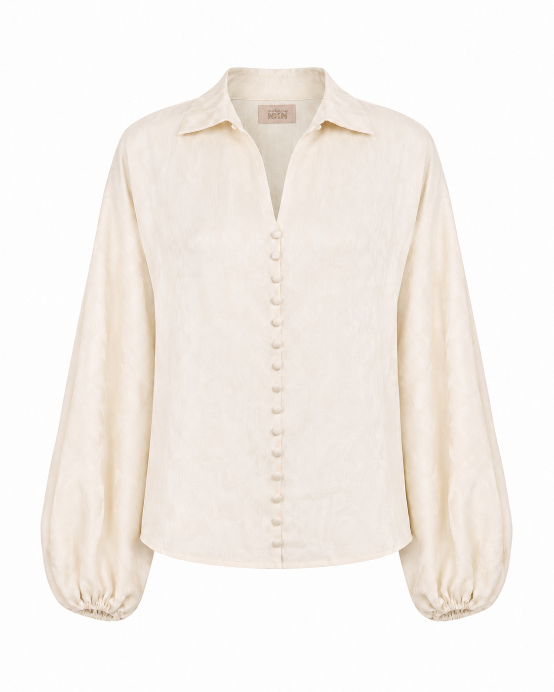 SATIN JACQUARD BLOUSE - IVORY - IVORY