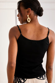 TOP CANALÉ TIRANTES CADENA STRASS - NEGRO