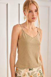 TOP CANALÉ TIRANTES CADENA STRASS - VERDE