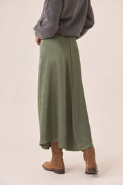 FALDA CRUZADA SATINADA VERDE - VERDE