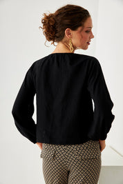 BLUSA DETALLES CALADOS - BLACK