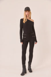 PANTALÓN SKINNY CREMALLERAS - BLACK
