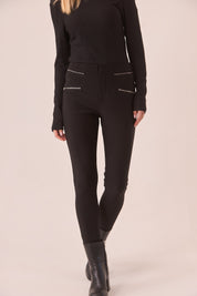 PANTALÓN SKINNY CREMALLERAS - BLACK