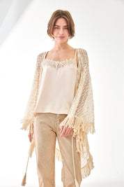 KIMONO GANCHILLO CALADOS FLECOS - CRUDO