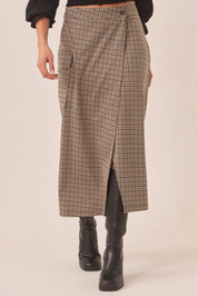 FALDA CRUZADA PATA DE GALLO - CAMEL