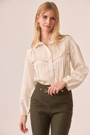 BLUSA CAMISERA ROMÁNTICA - IVORY