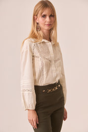 BLUSA CAMISERA ROMÁNTICA - IVORY