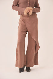 PANTALÓN FLUIDO PAREO - TAUPE