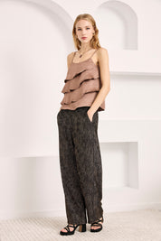 PANTALÓN FLUIDO RECTO RAYAS FANTASÍA - NEGRO