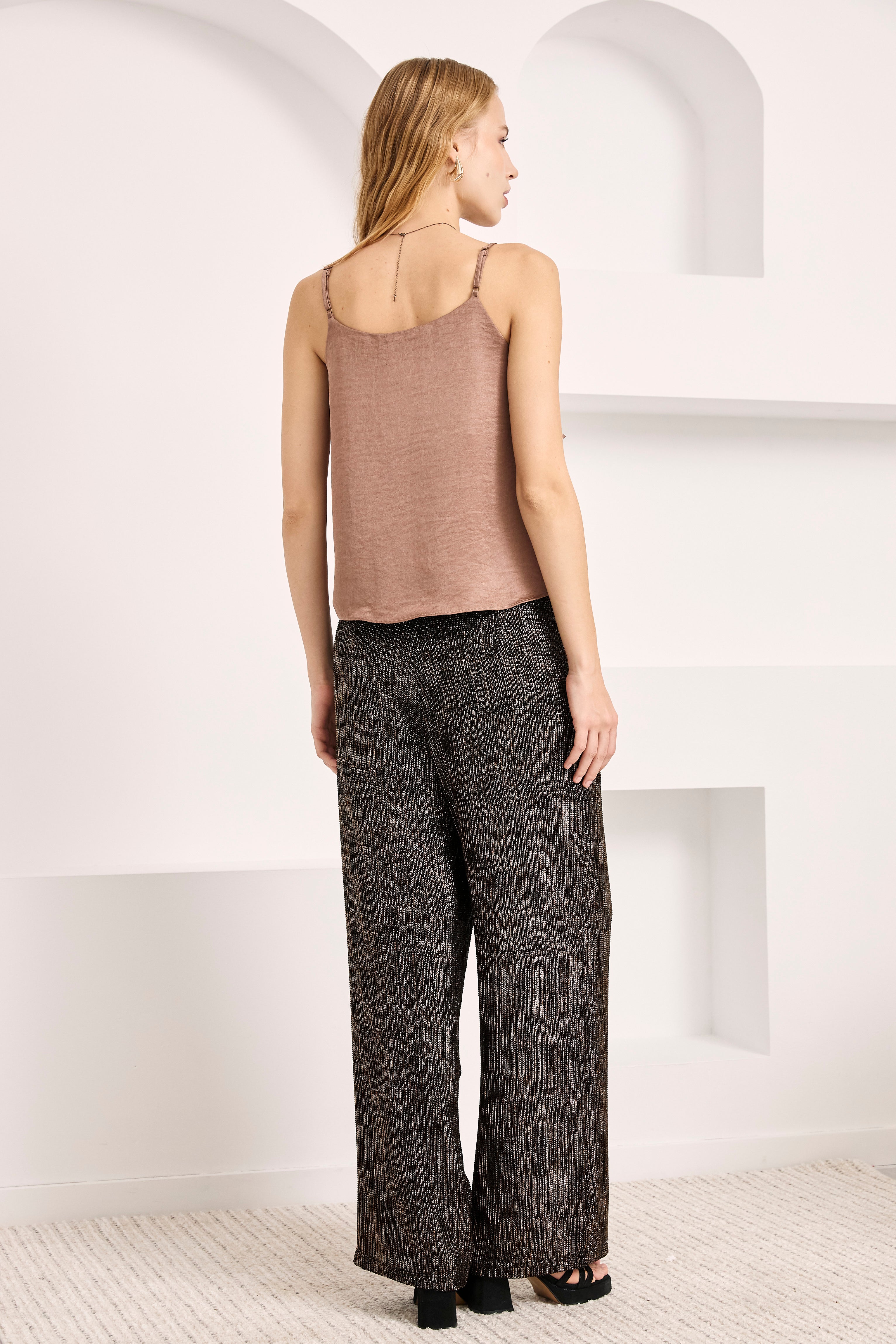 PANTALÓN FLUIDO RECTO RAYAS FANTASÍA - NEGRO