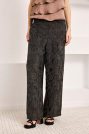 PANTALÓN FLUIDO RECTO RAYAS FANTASÍA - NEGRO