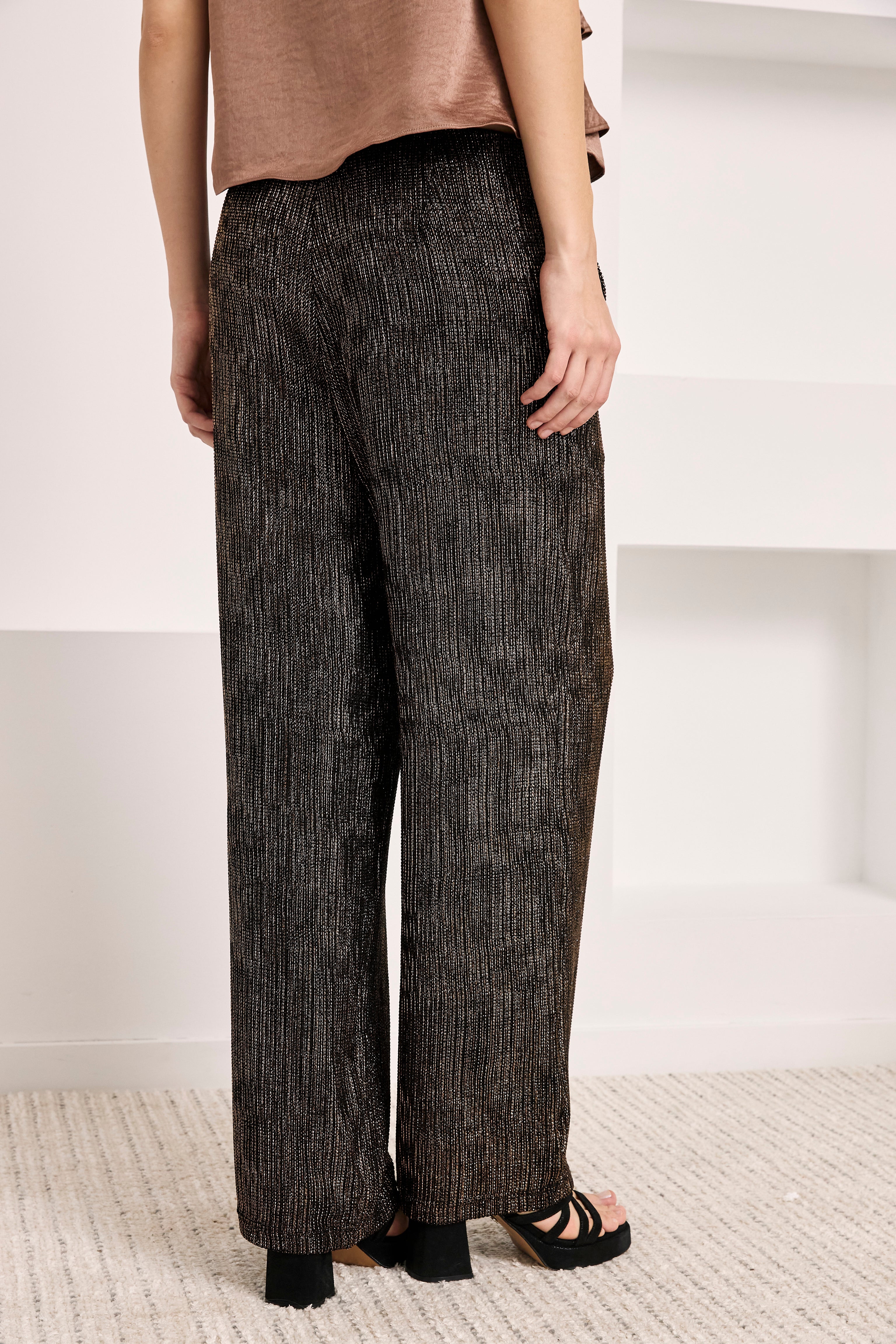 PANTALÓN FLUIDO RECTO RAYAS FANTASÍA - NEGRO