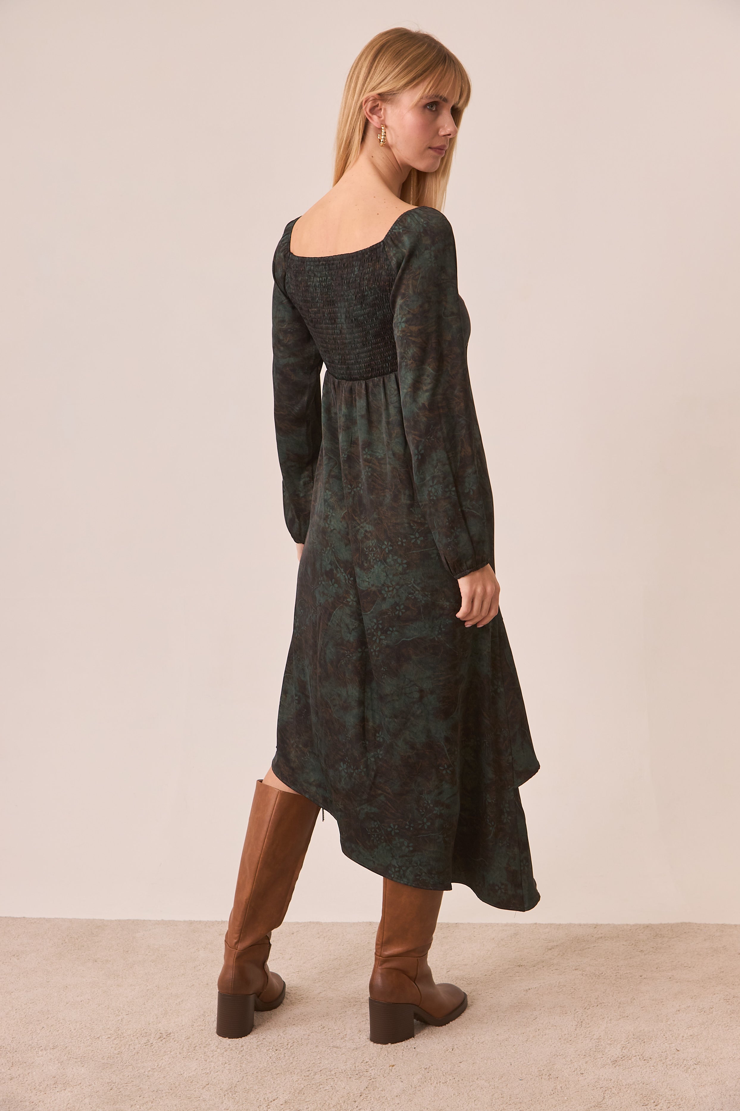 VESTIDO ASIMÉTRICO VOLANTES - GREEN