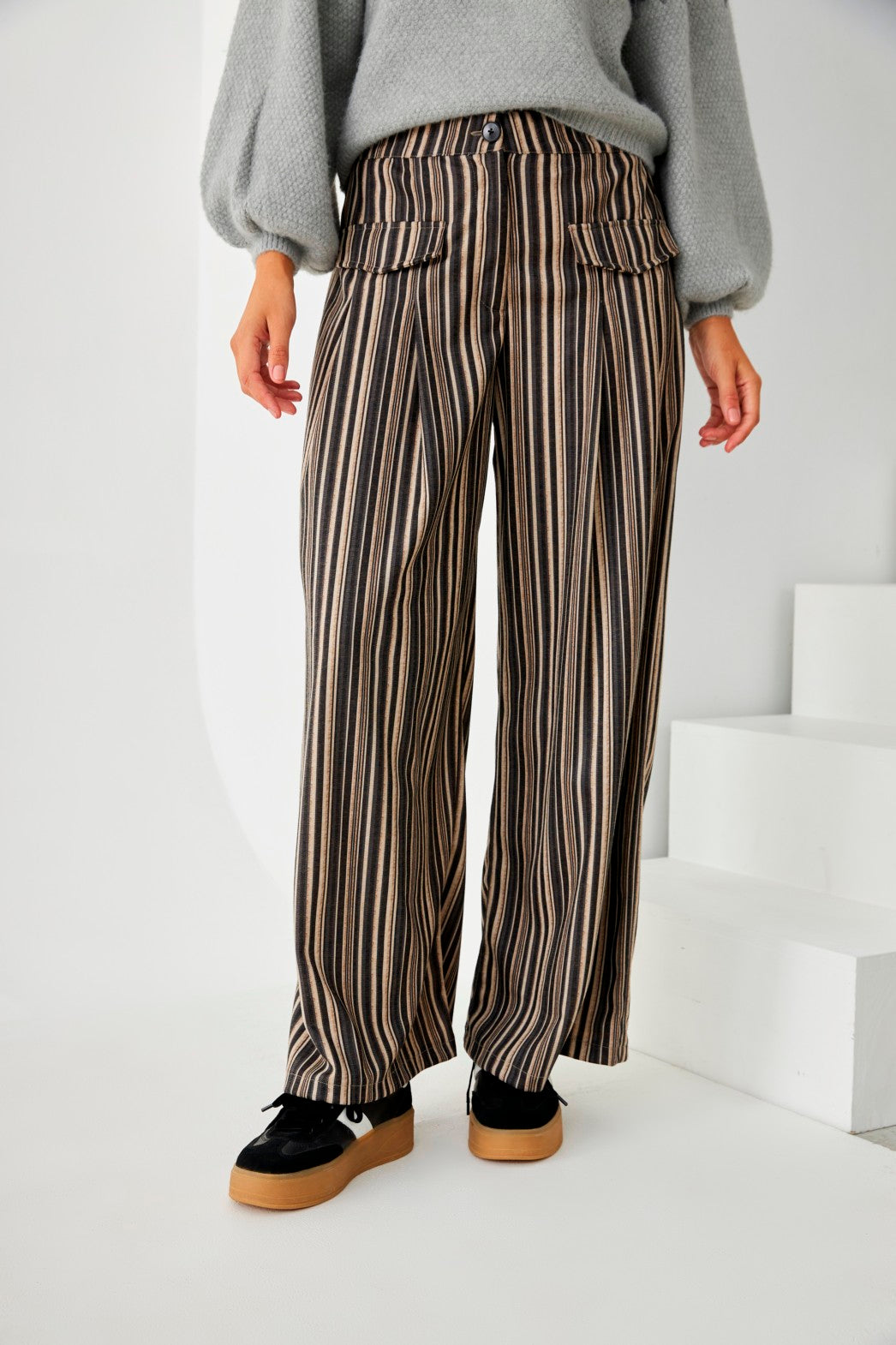 PANTALÓN WIDE LEG RAYAS - GREY