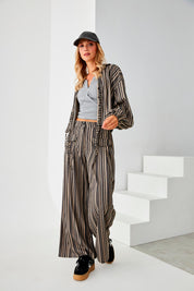PANTALÓN WIDE LEG RAYAS - GREY