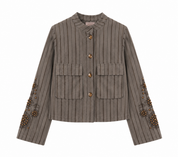 CHAQUETA RAYAS TACHUELAS - GRIS