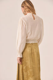 BLUSA CALADOS CINTURA FRUNCIDA - IVORY