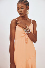 ASYMMETRICAL RUFFLED DRESS - PEACH