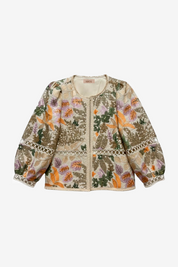 JACKET WITH EMBROIDERED FLOWERS AND SEQUINS - OFF-WHITE