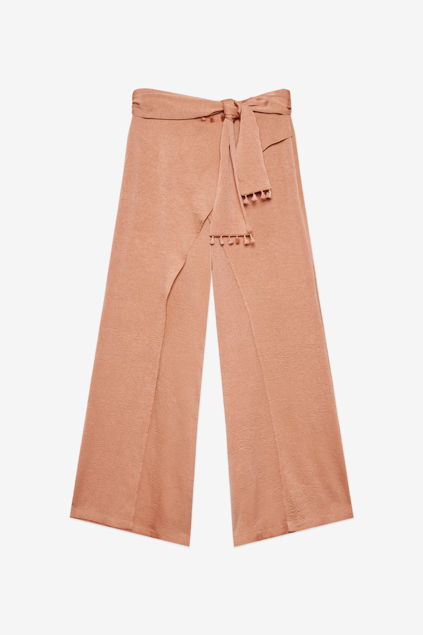 ASYMMETRIC FLOWY TROUSERS - CAMEL