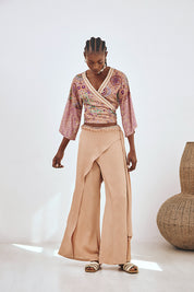 ASYMMETRIC FLOWY TROUSERS - CAMEL