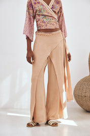 ASYMMETRIC FLOWY TROUSERS - CAMEL