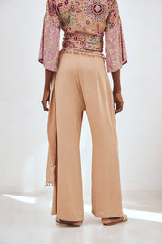 ASYMMETRIC FLOWY TROUSERS - CAMEL
