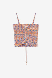 TOP ESTAMPADO FRUNCIDO - AZUL