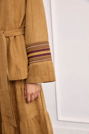 BLAZER STRIPED FANTASY SLEEVES - CAMEL - MUSTARD