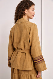 BLAZER STRIPED FANTASY SLEEVES - CAMEL - MUSTARD