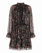 FLORAL PRINT TULLE DRESS - BLACK