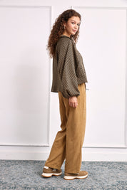 CHAQUETA CORTA PATTERN JACQUARD - CAMEL