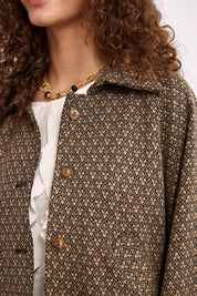 CHAQUETA CORTA PATTERN JACQUARD - CAMEL