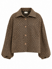 CHAQUETA CORTA PATTERN JACQUARD - CAMEL